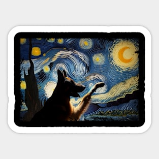 Tail Tales German Shepherd Dog Starry Night, Tee Talk Triumph Extravaganza Sticker